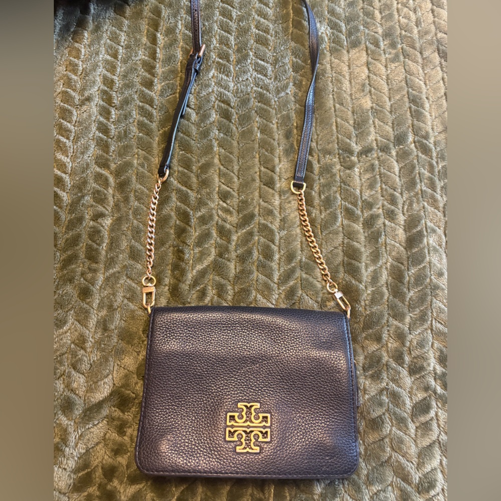 Tory Burch Black Crossbody Bag with Gold Accents